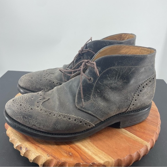 Harrys of London Mens suede Lace Up Oxford Ankle Boots 42.5 Uk 8.5 US 9.5 gray main image 5
